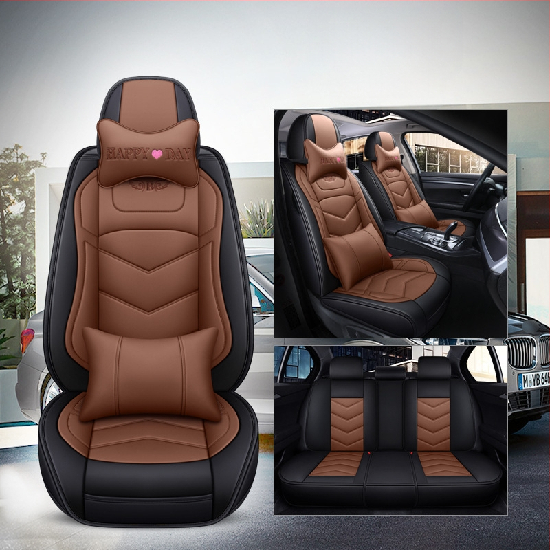 Husă de scaun auto pentru patru anotimpuri, universală, cu acoperire completă, compatibilă cu cinci locuri, cu logo imprimat, personalizare disponibilă