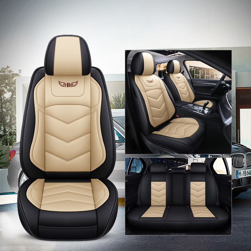 Husă de scaun auto pentru patru anotimpuri, universală, cu acoperire completă, compatibilă cu cinci locuri, cu logo imprimat, personalizare disponibilă