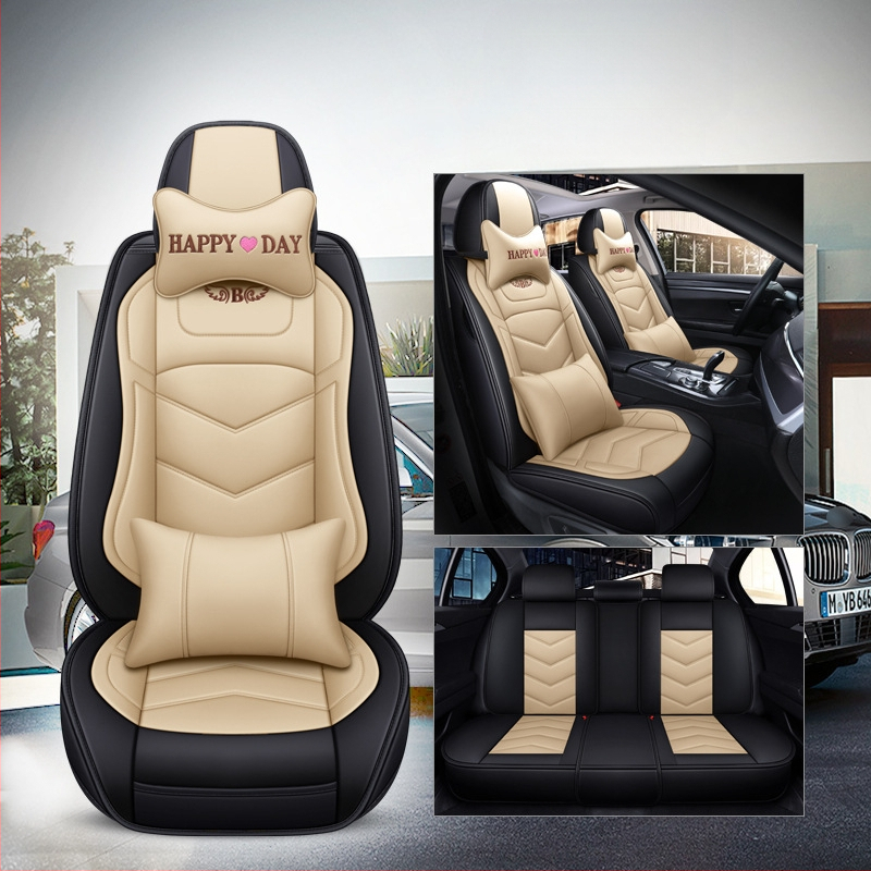 Husă de scaun auto pentru patru anotimpuri, universală, cu acoperire completă, compatibilă cu cinci locuri, cu logo imprimat, personalizare disponibilă