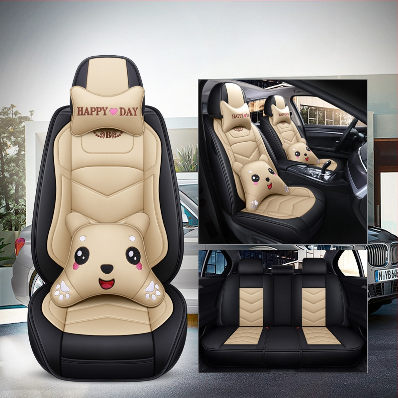 Husă de scaun auto pentru patru anotimpuri, universală, cu acoperire completă, compatibilă cu cinci locuri, cu logo imprimat, personalizare disponibilă