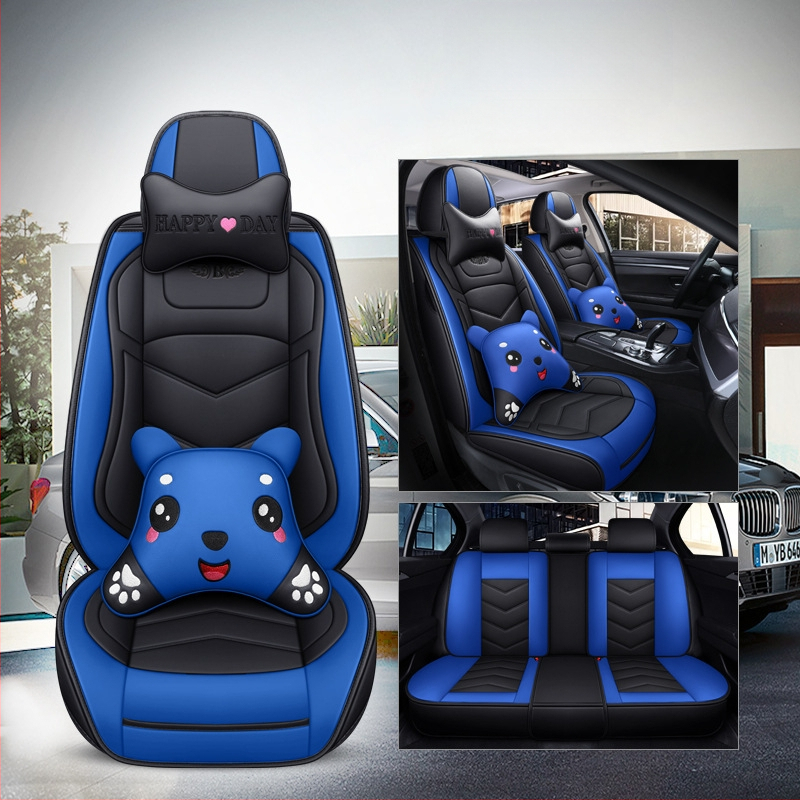 Husă de scaun auto pentru patru anotimpuri, universală, cu acoperire completă, compatibilă cu cinci locuri, cu logo imprimat, personalizare disponibilă