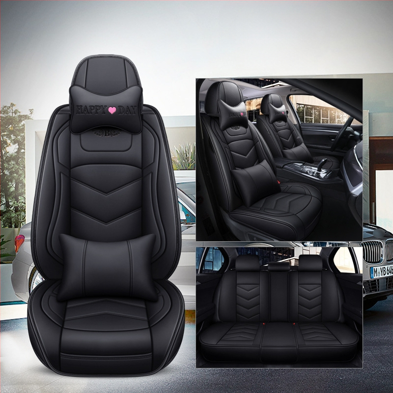 Husă de scaun auto pentru patru anotimpuri, universală, cu acoperire completă, compatibilă cu cinci locuri, cu logo imprimat, personalizare disponibilă