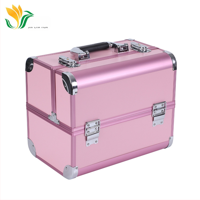 Caseră portabilă multifuncțională pentru depozitare cosmetică – din metal, impermeabilă, anti-furt, închidere cu zăvor, cu strat extensibil