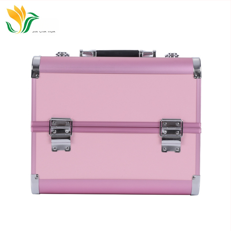 Caseră portabilă multifuncțională pentru depozitare cosmetică – din metal, impermeabilă, anti-furt, închidere cu zăvor, cu strat extensibil