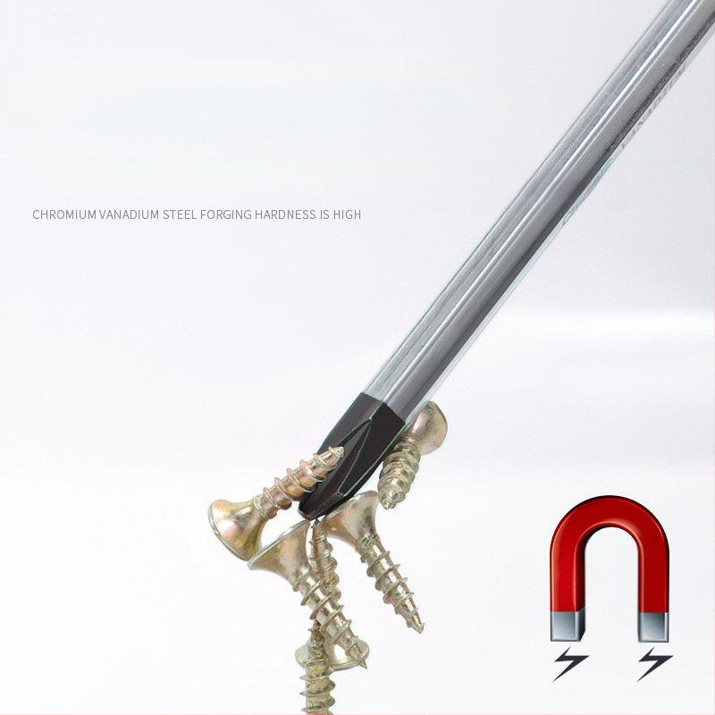 Pramoninio lygio atsuktuvas rinkinys su kryžiu ir plokščia galvu, ilga ašis, chromo vanadžio plienas, magnetinis ir izoliuotos rankenos