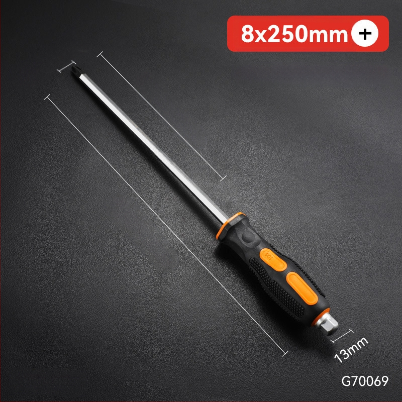 Pramoninio lygio atsuktuvas rinkinys su kryžiu ir plokščia galvu, ilga ašis, chromo vanadžio plienas, magnetinis ir izoliuotos rankenos