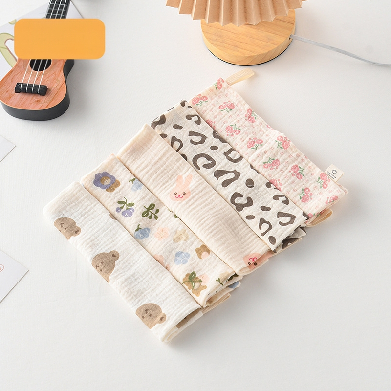 5 bucăți de șervețele pătrate pentru bebeluși, din bumbac 100% pentru saliva, eructare și curățarea feței, potrivite pentru nou-născuți