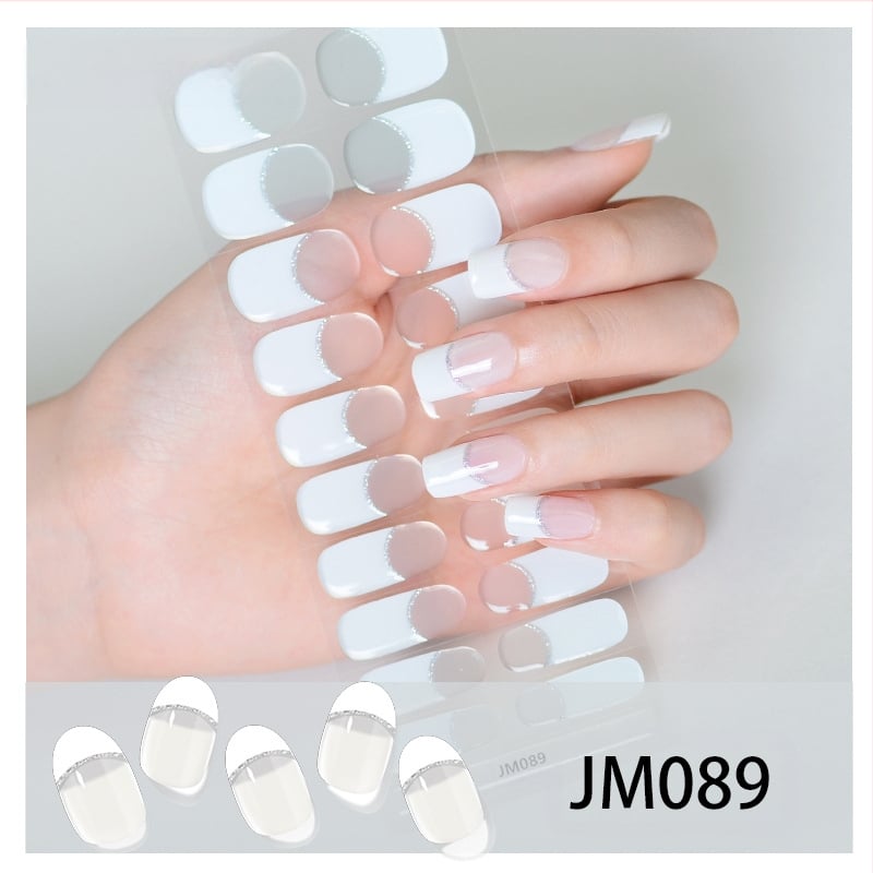 XT Полуизсушени гел лак стикери за нокти – активирани с UV лампа, френски стил, дизайни: рози, мрамор, цветя