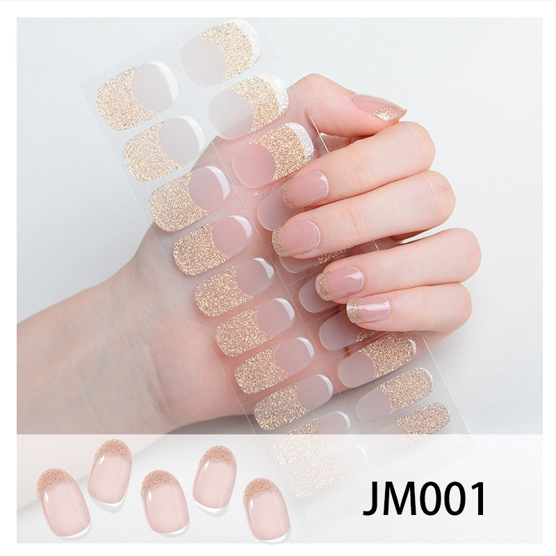 XT Полуизсушени гел лак стикери за нокти – активирани с UV лампа, френски стил, дизайни: рози, мрамор, цветя