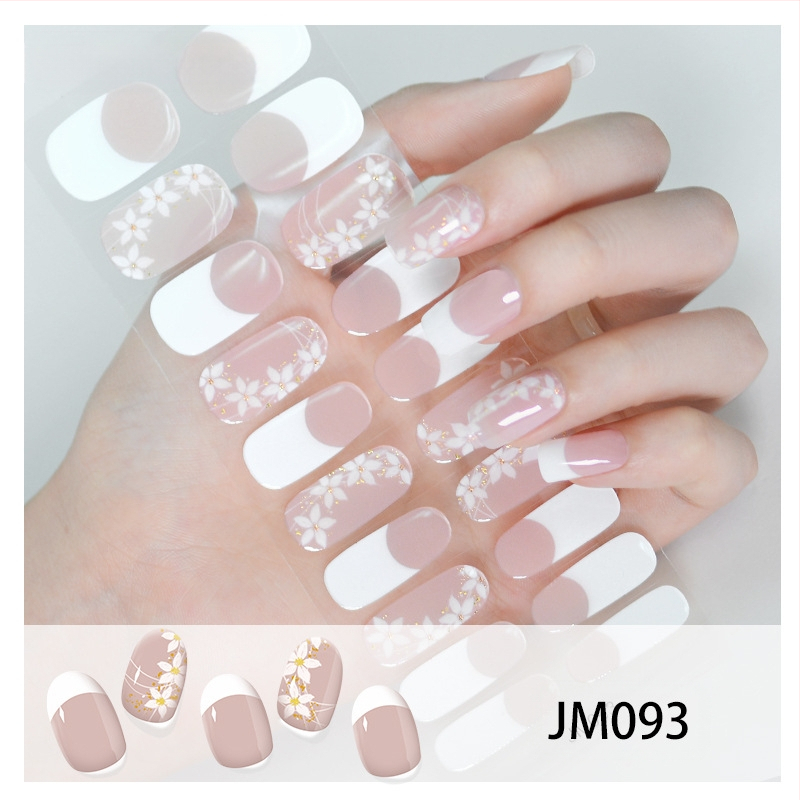 XT Полуизсушени гел лак стикери за нокти – активирани с UV лампа, френски стил, дизайни: рози, мрамор, цветя