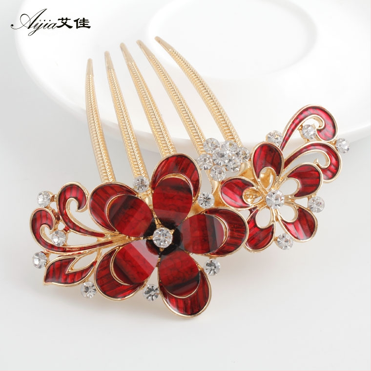 Korejskog stila češalj za kosu s cvjetnim motivom i dijamantnim akcentima, od legure