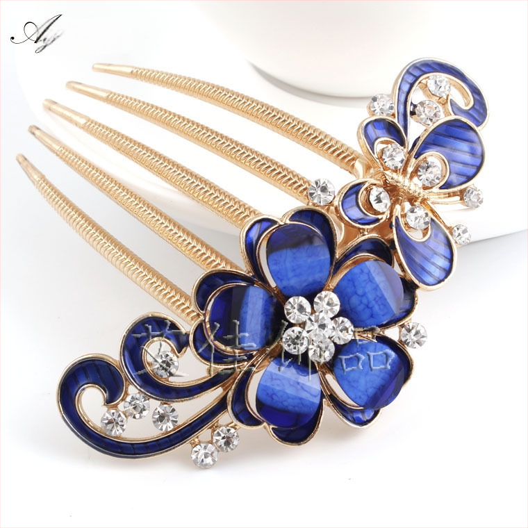 Korejskog stila češalj za kosu s cvjetnim motivom i dijamantnim akcentima, od legure