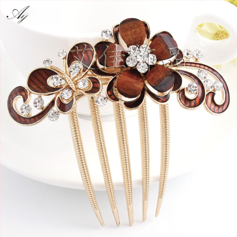 Korejskog stila češalj za kosu s cvjetnim motivom i dijamantnim akcentima, od legure