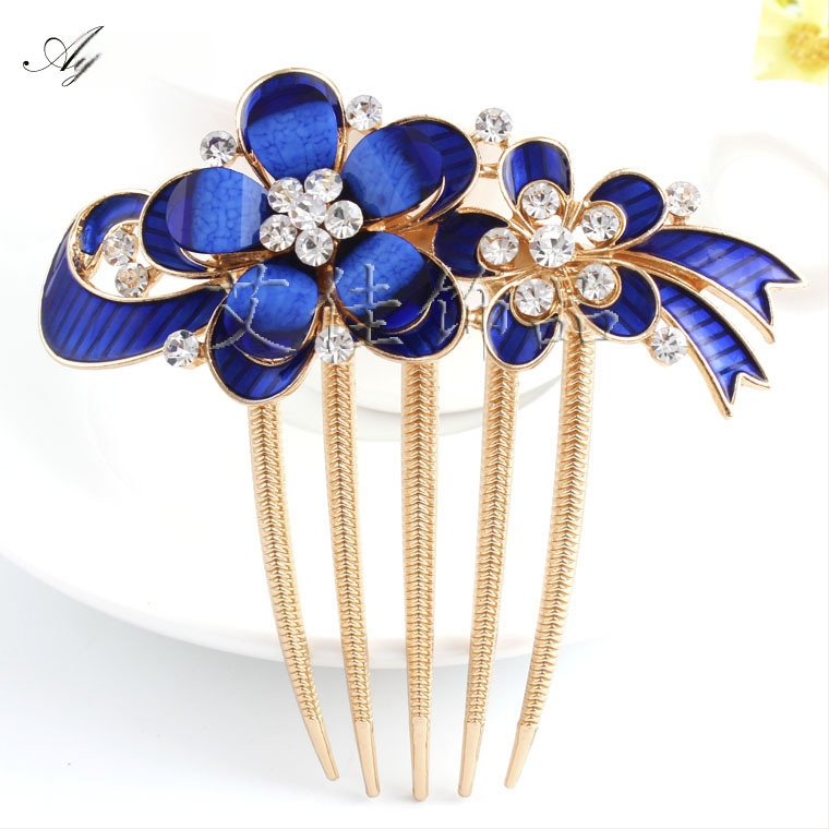 Korejskog stila češalj za kosu s cvjetnim motivom i dijamantnim akcentima, od legure