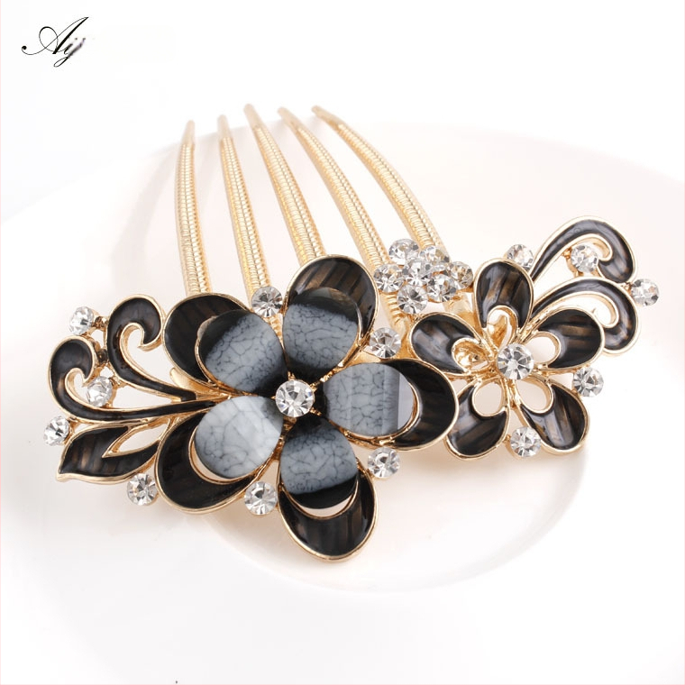 Korejskog stila češalj za kosu s cvjetnim motivom i dijamantnim akcentima, od legure