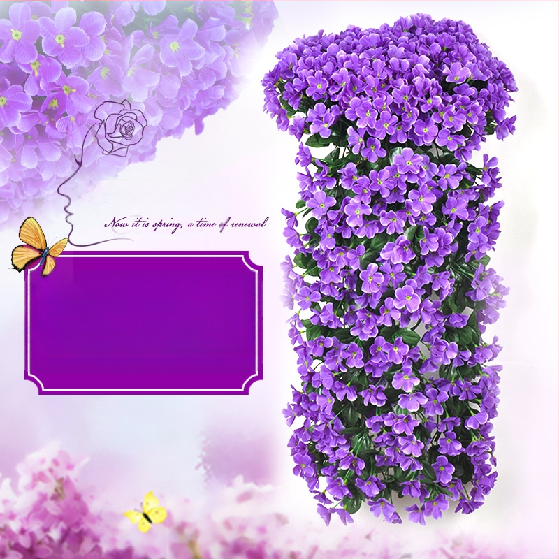 Selyem virág indája (Változat: Violet; Használat: Egyéb; Falra akasztható virágos műalkotás)