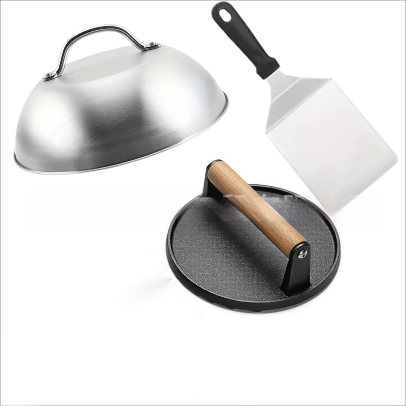 Комплект инструменти за барбекю, 3 части, неръждаема стомана, марка Huanya