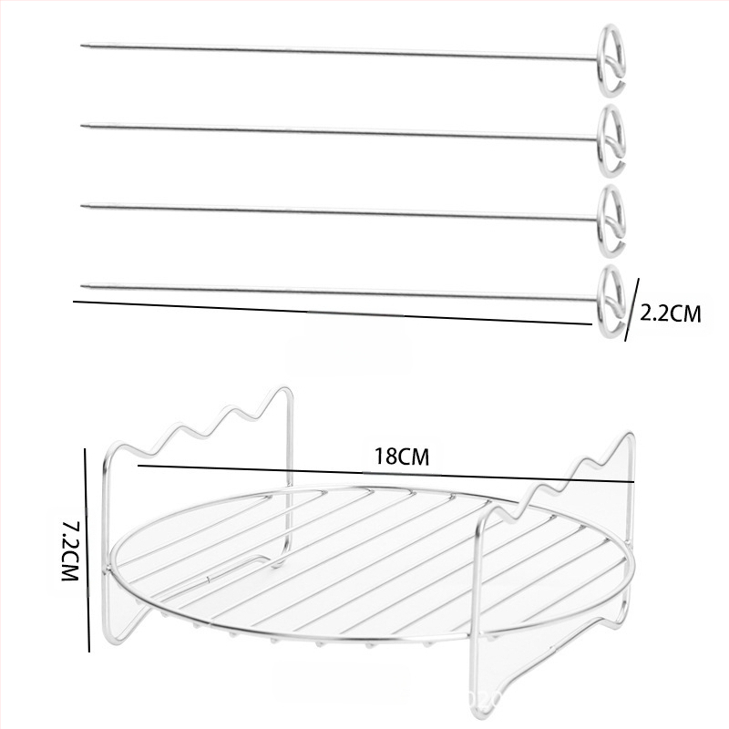 Στρογγυρή σχάρα από ανοξείδωτο ατσάλι για φριτέζα αέρα με διπλό επίπεδο, ατμό/γκριλ, φορητή, εύκολη στον καθαρισμό, ανθεκτική στη σκουριά