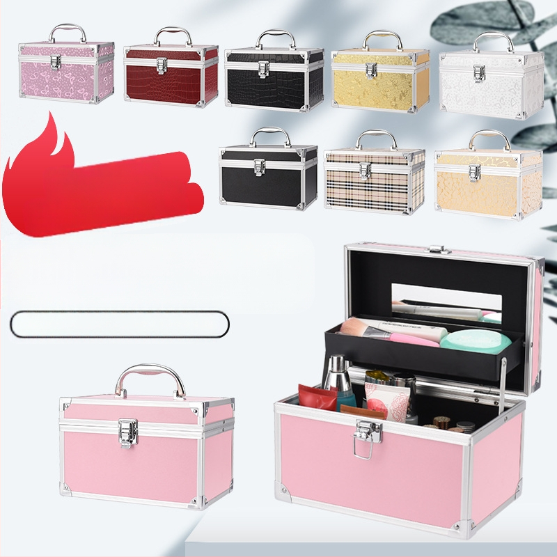 Козметичен калъф с PVC конструкция, отваряне чрез алуминиев рамков механизъм и еднопосочни колела