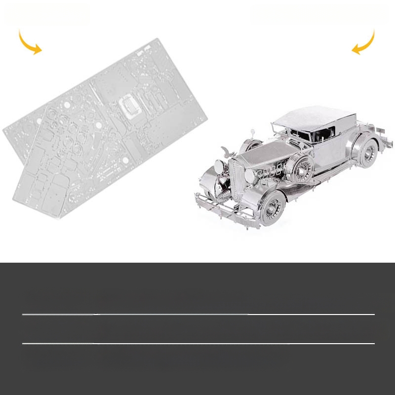 Crazy Model 1934 Packard Klasiskais Auto - 3D metāla puzle no nerūsējošā tērauda, bez līmes, DIY salikšana