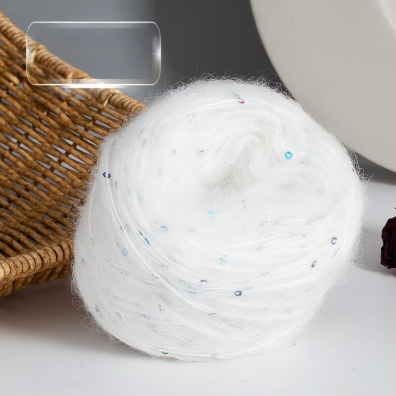 Νήμα Mohair για Πλέξιμο — DIY σετ για φουλάρι και καπέλο με παγιέτες
