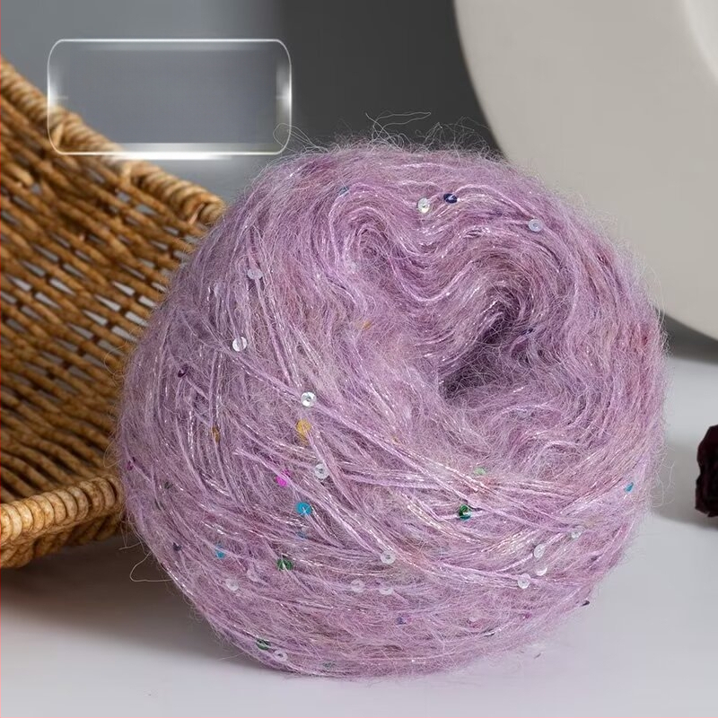 Νήμα Mohair για Πλέξιμο — DIY σετ για φουλάρι και καπέλο με παγιέτες