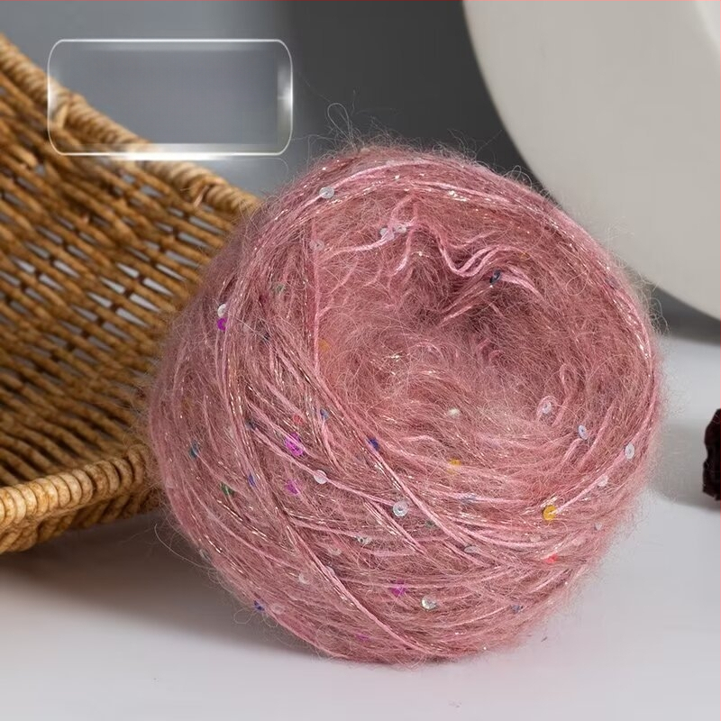 Νήμα Mohair για Πλέξιμο — DIY σετ για φουλάρι και καπέλο με παγιέτες