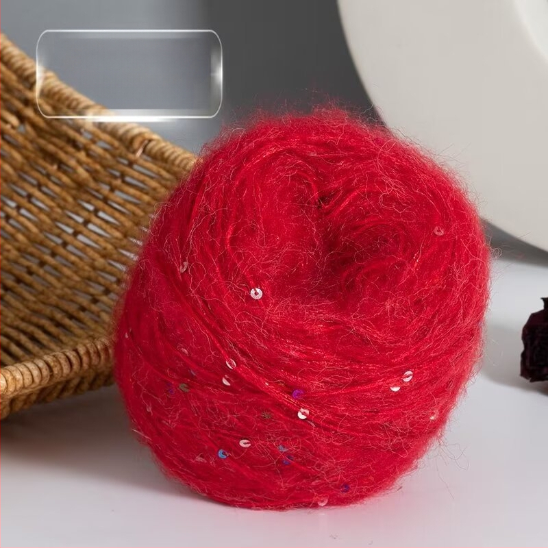 Νήμα Mohair για Πλέξιμο — DIY σετ για φουλάρι και καπέλο με παγιέτες