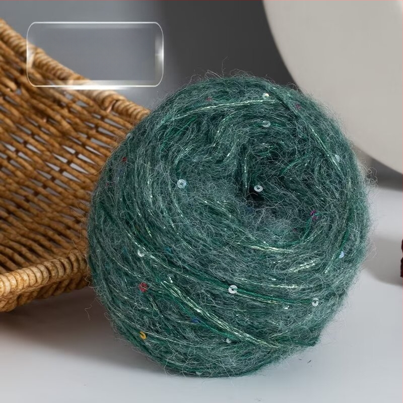 Νήμα Mohair για Πλέξιμο — DIY σετ για φουλάρι και καπέλο με παγιέτες
