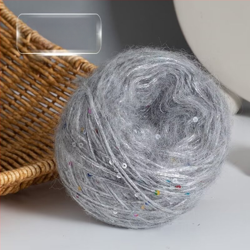Νήμα Mohair για Πλέξιμο — DIY σετ για φουλάρι και καπέλο με παγιέτες