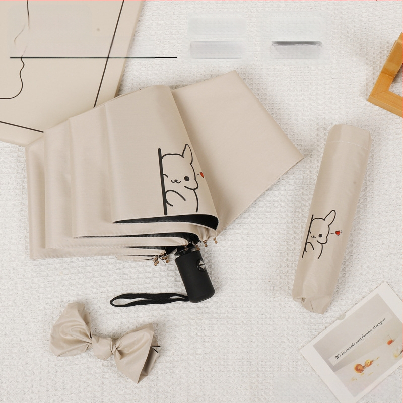 Сгъваем чадър с карикатурно мече дизайн, 8 стоманени ребра, плат 190T с винил покритие, автоматично отваряне, полуавтоматично затваряне, UV защита UPF > 30