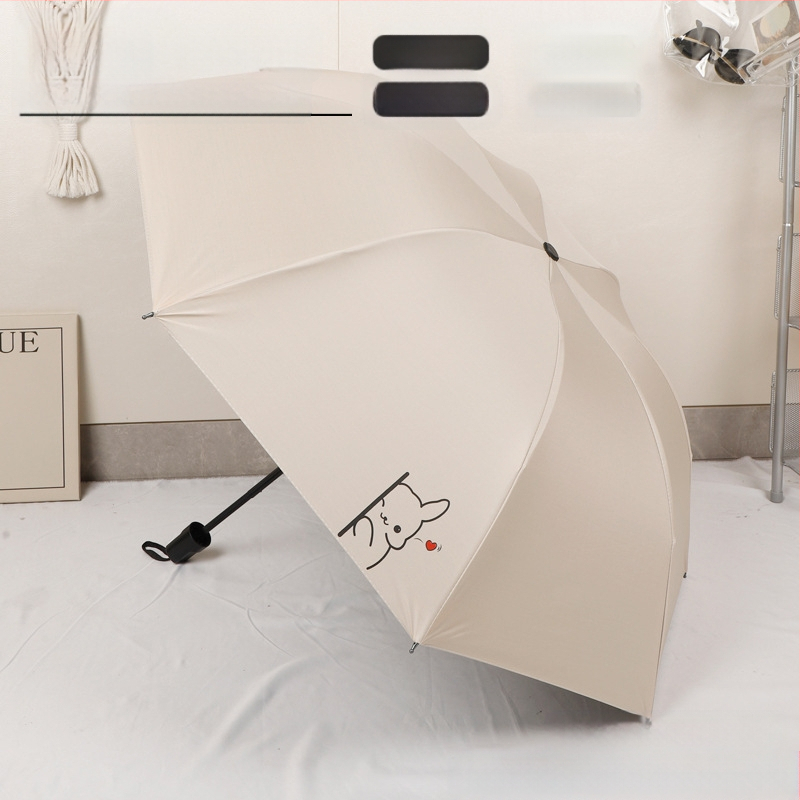 Сгъваем чадър с карикатурно мече дизайн, 8 стоманени ребра, плат 190T с винил покритие, автоматично отваряне, полуавтоматично затваряне, UV защита UPF > 30