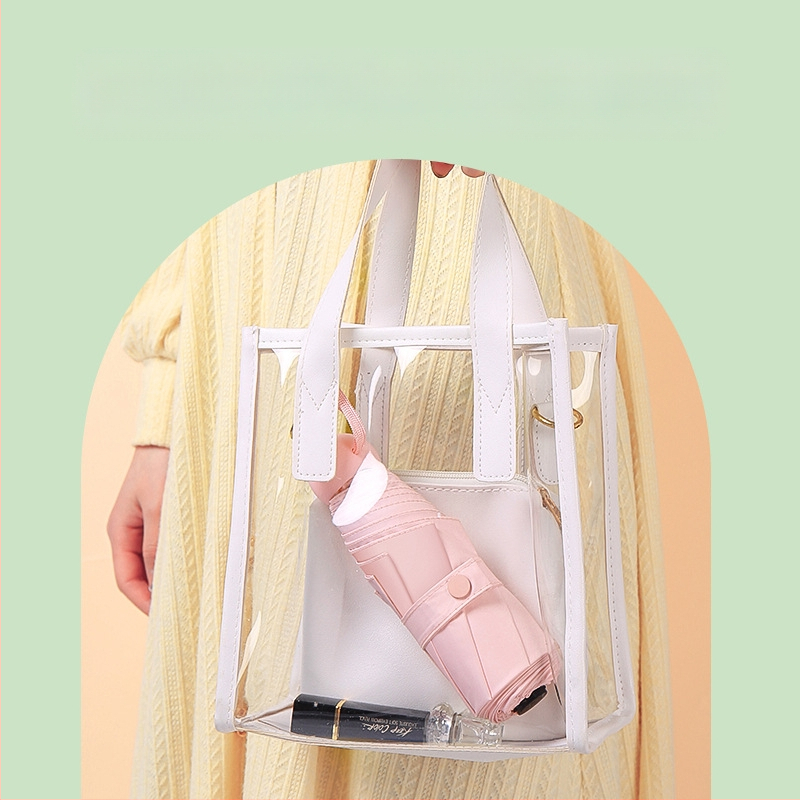 Red Leaves Петсекционен слънчев чадър, унисекс, компактен и преносим, 6 ребра, ръчно отваряне, UPF >50, 190T материя, стоманена ос