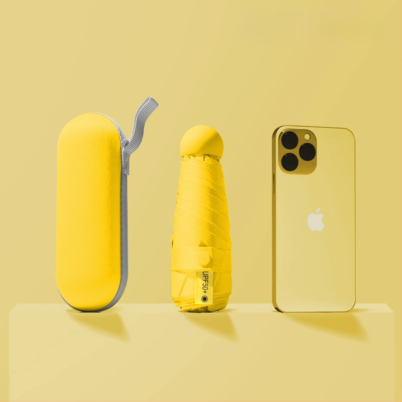 Red Leaves Петсекционен слънчев чадър, унисекс, компактен и преносим, 6 ребра, ръчно отваряне, UPF >50, 190T материя, стоманена ос