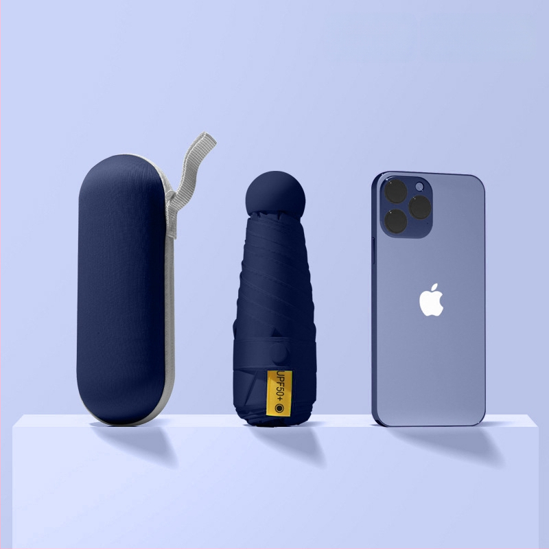 Red Leaves Петсекционен слънчев чадър, унисекс, компактен и преносим, 6 ребра, ръчно отваряне, UPF >50, 190T материя, стоманена ос