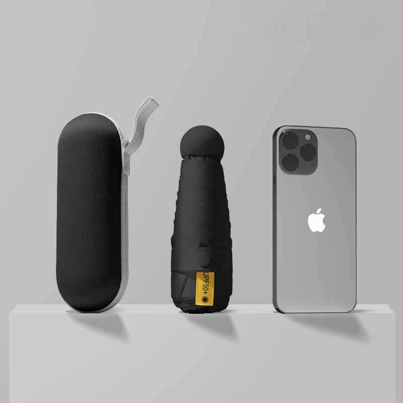 Red Leaves Петсекционен слънчев чадър, унисекс, компактен и преносим, 6 ребра, ръчно отваряне, UPF >50, 190T материя, стоманена ос