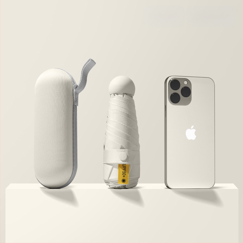 Red Leaves Петсекционен слънчев чадър, унисекс, компактен и преносим, 6 ребра, ръчно отваряне, UPF >50, 190T материя, стоманена ос