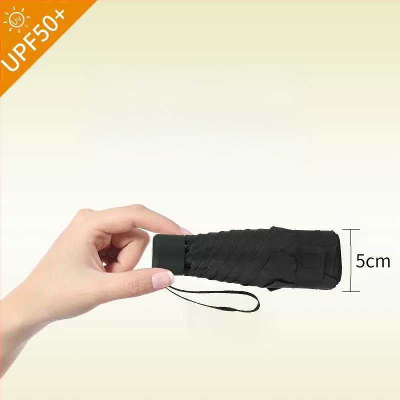 Компактен капсулен чадър, 6 ребра, ръчно отваряне, UPF > 50, плат 210T, железен прът