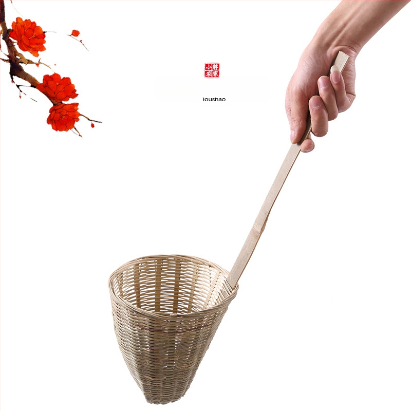 Rankų darbo bambuko virtuvės sietelis su makaronų krepšeliu ir ryžių miltų šaukšteliu – Kilmė: Chaozhou, Kategorija: Virtuvės šaukštas