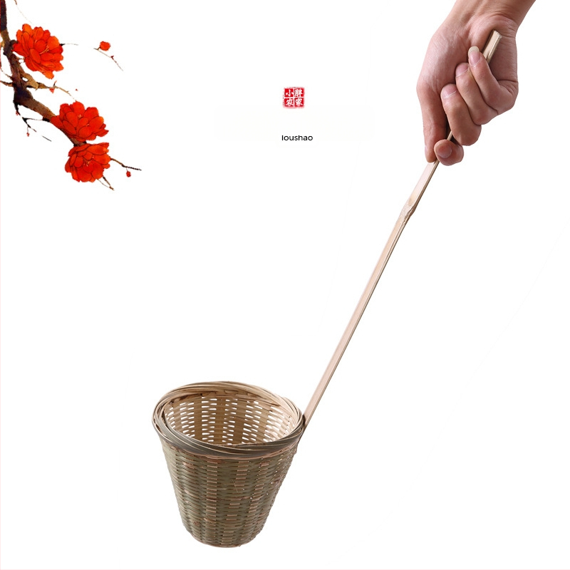 Rankų darbo bambuko virtuvės sietelis su makaronų krepšeliu ir ryžių miltų šaukšteliu – Kilmė: Chaozhou, Kategorija: Virtuvės šaukštas