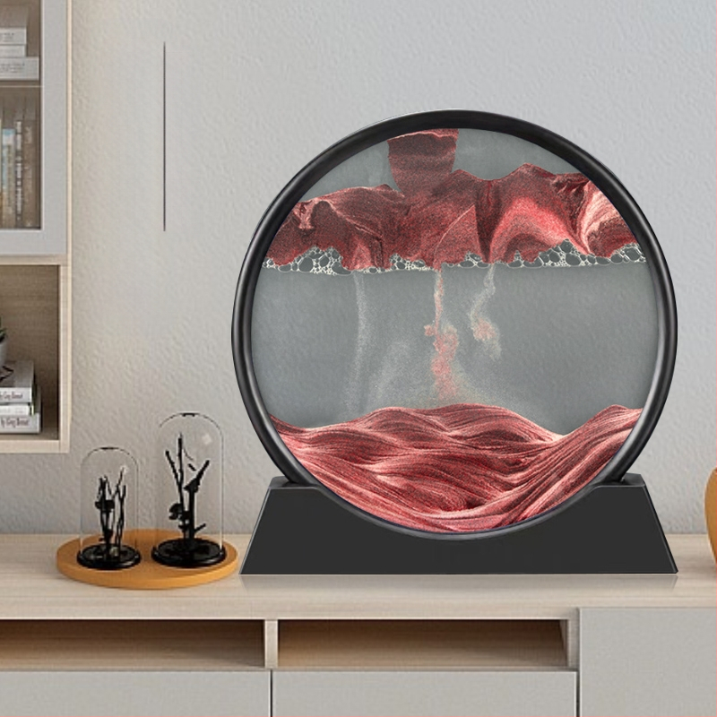 Stiklinis 3D smėlio laikrodis, dinamiška smėlio meno dekoracija biurui ir svetainei, modernus minimalistinis stilius, dovana