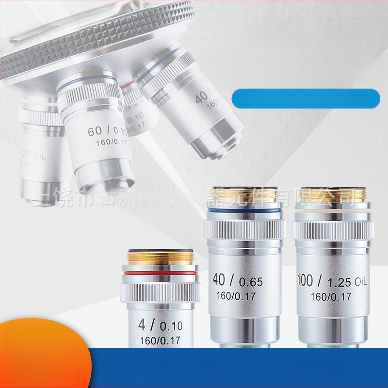 NISHAI αχρωματικός αντικειμενικός φακός μικροσκοπίου — σετ 4x/10x/20x/40x/60x; εφαρμογές: βιολογία, χημεία, έρευνα