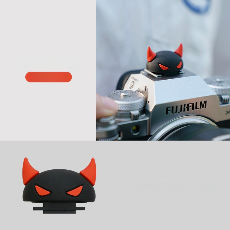 Κάλυμμα σιλικόνης για το hot shoe της κάμερας — καθολικός καρτούν σχεδιασμός με δαιμονικά κέρατα, εύκολη εγκατάσταση, συμβατό με DSLR και mirrorless κάμερες