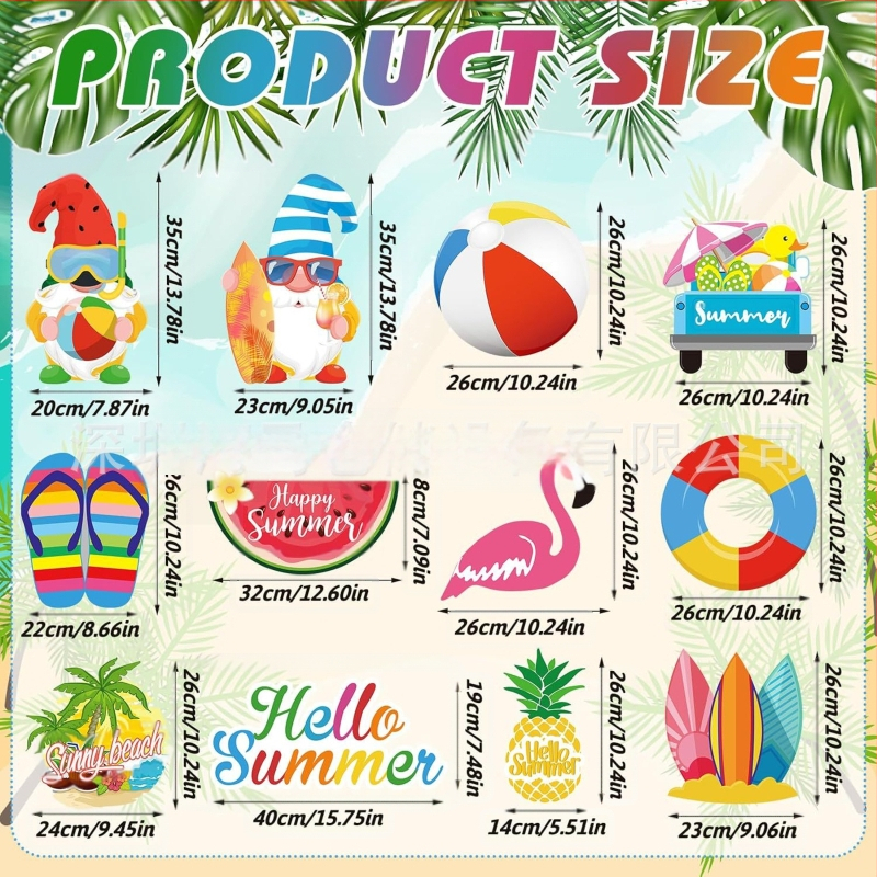 Διακοσμητικό σήμα κήπου για καλοκαίρι — μοτίβα φλαμίνγκο, ανανά, Χαβάη και πεπόνι, διακόσμηση κήπου για πάρτι (Μάρκα Hippopotamus)