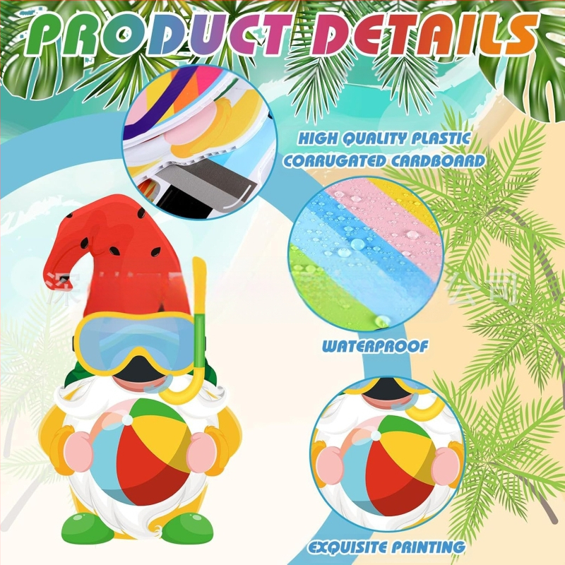 Διακοσμητικό σήμα κήπου για καλοκαίρι — μοτίβα φλαμίνγκο, ανανά, Χαβάη και πεπόνι, διακόσμηση κήπου για πάρτι (Μάρκα Hippopotamus)