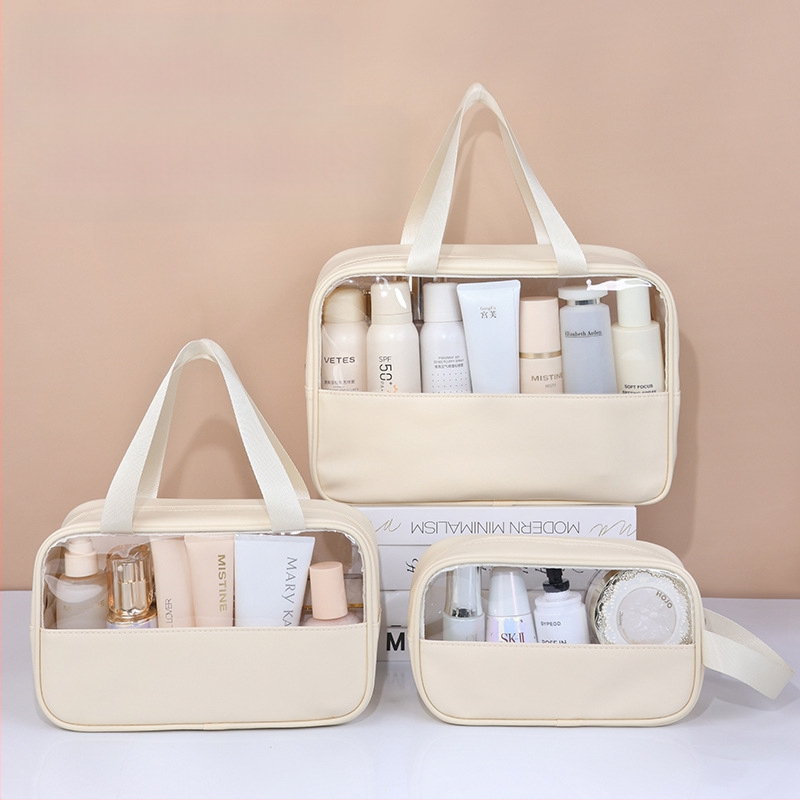 Geantă de toaletă din PVC, patchwork, impermeabilă, stil coreean, pentru călătorii