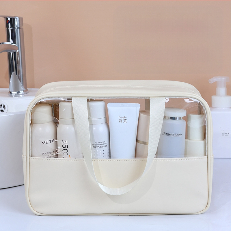 Geantă de toaletă din PVC, patchwork, impermeabilă, stil coreean, pentru călătorii
