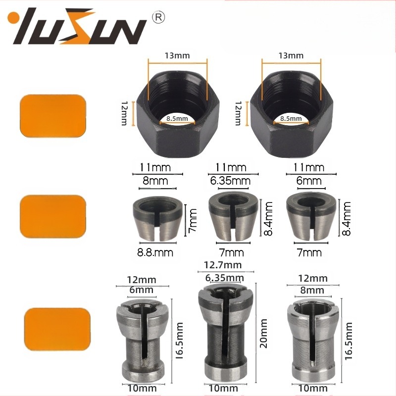 Κύλινδρος σφιξίματος για μηχανή κοπής με επεκτεινόμενη μετατροπική θήκη για ξυλουργική φρέζα, χάλυβας, μοντέλα 6 mm, 6,35 mm, 8 mm, μάρκα Yusheng