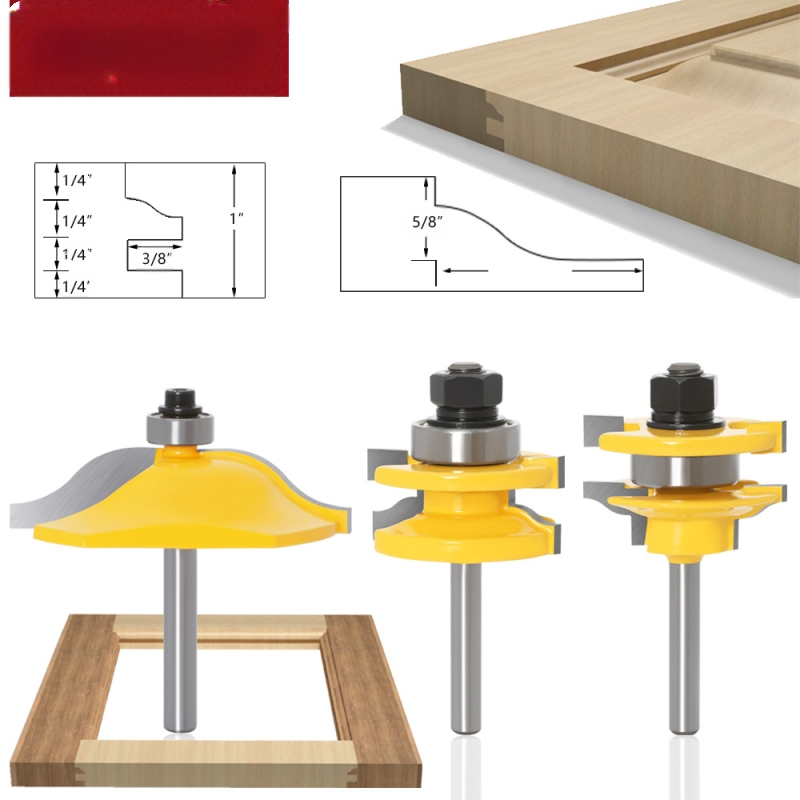 Σετ φρεζών 3 τεμαχίων για πάνελ πόρτας και πόρτες ντουλαπιών, κατάλληλο για ξύλο, MDF και λαμινάτες επιφάνειες, Hibiscus Jincheng