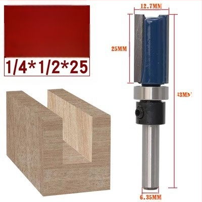 Κεφαλή κοπής ξύλου με ρουλεμάν, άξονας 6.35 mm, ευθεία/αντιγραφική φρέζα για φρεζαριστικές μηχανές